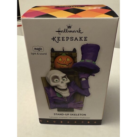 2013 Hallmark Stand-Up Comic Skeleton Halloween Ornament Magic Light & Sound MM9 - Picture 4 of 7